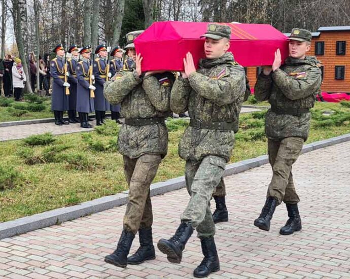 Под Можайском перезахоронили 174 воина Красной Армии.