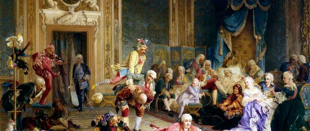 Валерий Иванович Якоби «Шуты при дворе императрицы Анны Иоанновны», 1872 год. Фрагмент.